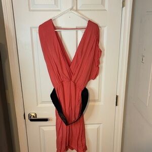 Torrid One Shoulder Coral Dress with Black Belt